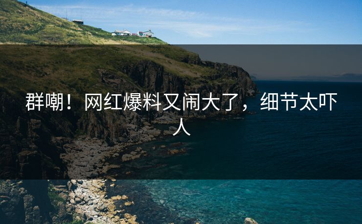 群嘲！网红爆料又闹大了，细节太吓人
