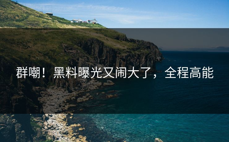 群嘲！黑料曝光又闹大了，全程高能