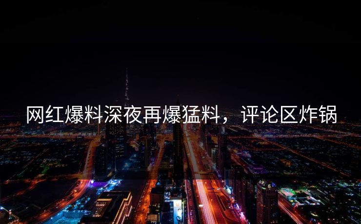 网红爆料深夜再爆猛料，评论区炸锅