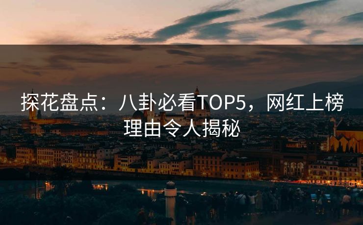 探花盘点：八卦必看TOP5，网红上榜理由令人揭秘