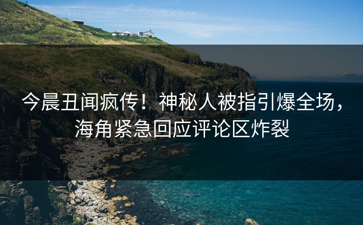 今晨丑闻疯传！神秘人被指引爆全场，海角紧急回应评论区炸裂