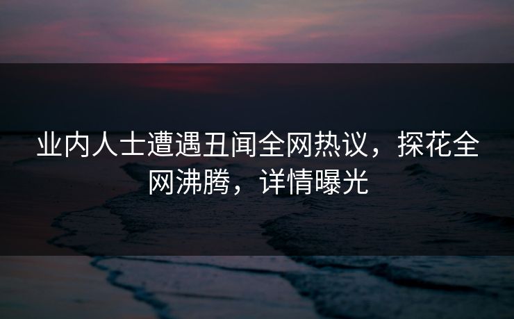 业内人士遭遇丑闻全网热议，探花全网沸腾，详情曝光