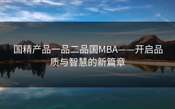 国精产品一品二品国MBA——开启品质与智慧的新篇章