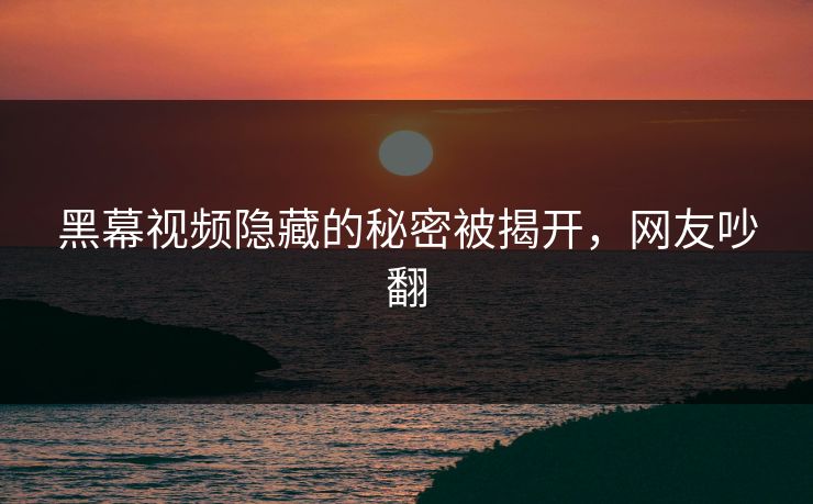 黑幕视频隐藏的秘密被揭开，网友吵翻