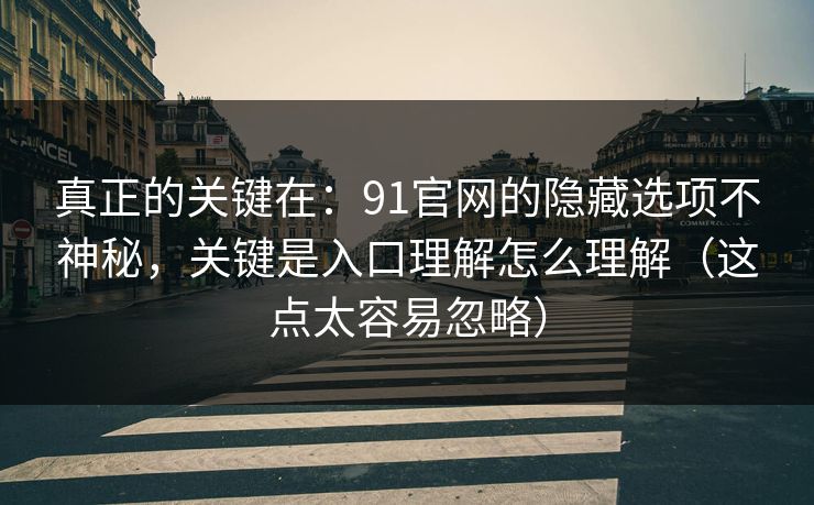 真正的关键在：91官网的隐藏选项不神秘，关键是入口理解怎么理解（这点太容易忽略）