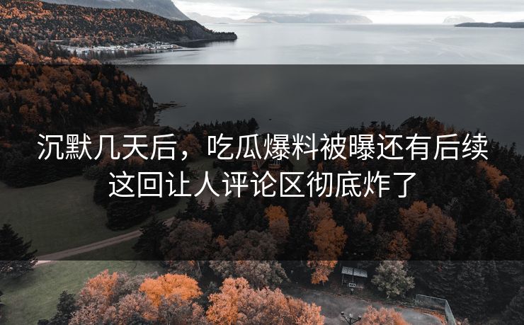沉默几天后,吃瓜爆料被曝还有后续这回让人评论区彻底炸了 沉默几天后,吃瓜爆料被曝还有后续这回让人评论区彻底炸了